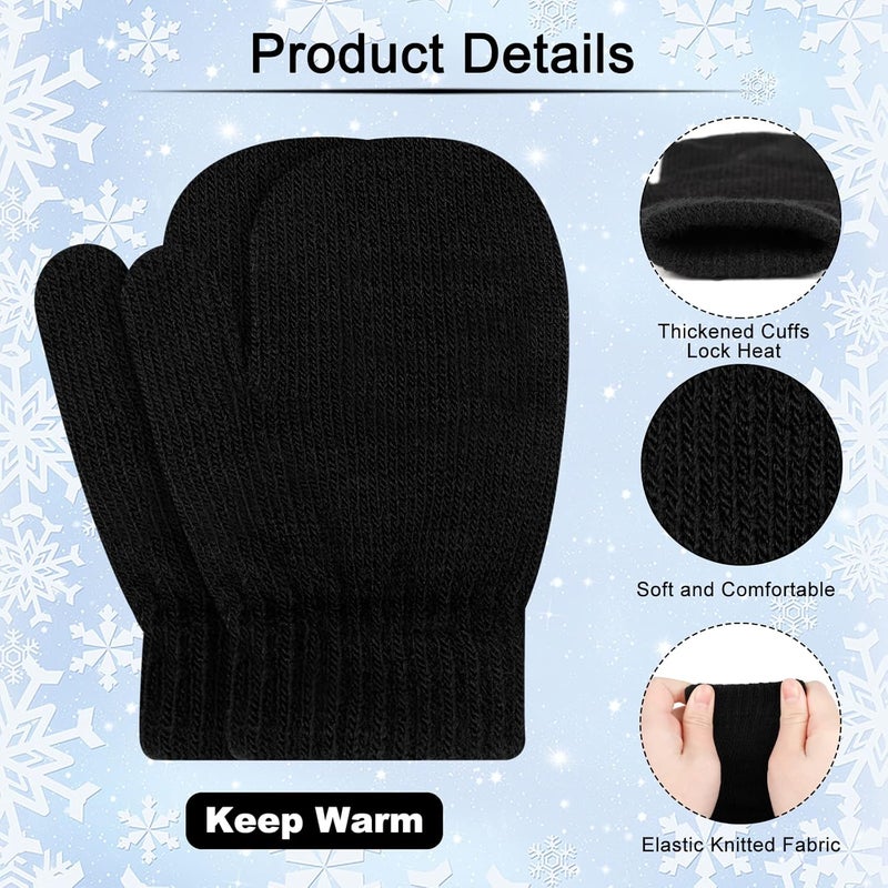 ONESING 5 Pair Toddler Mittens Black Baby Winter Gloves for Girls Boys - Warm Newborn Gloves - Image 3